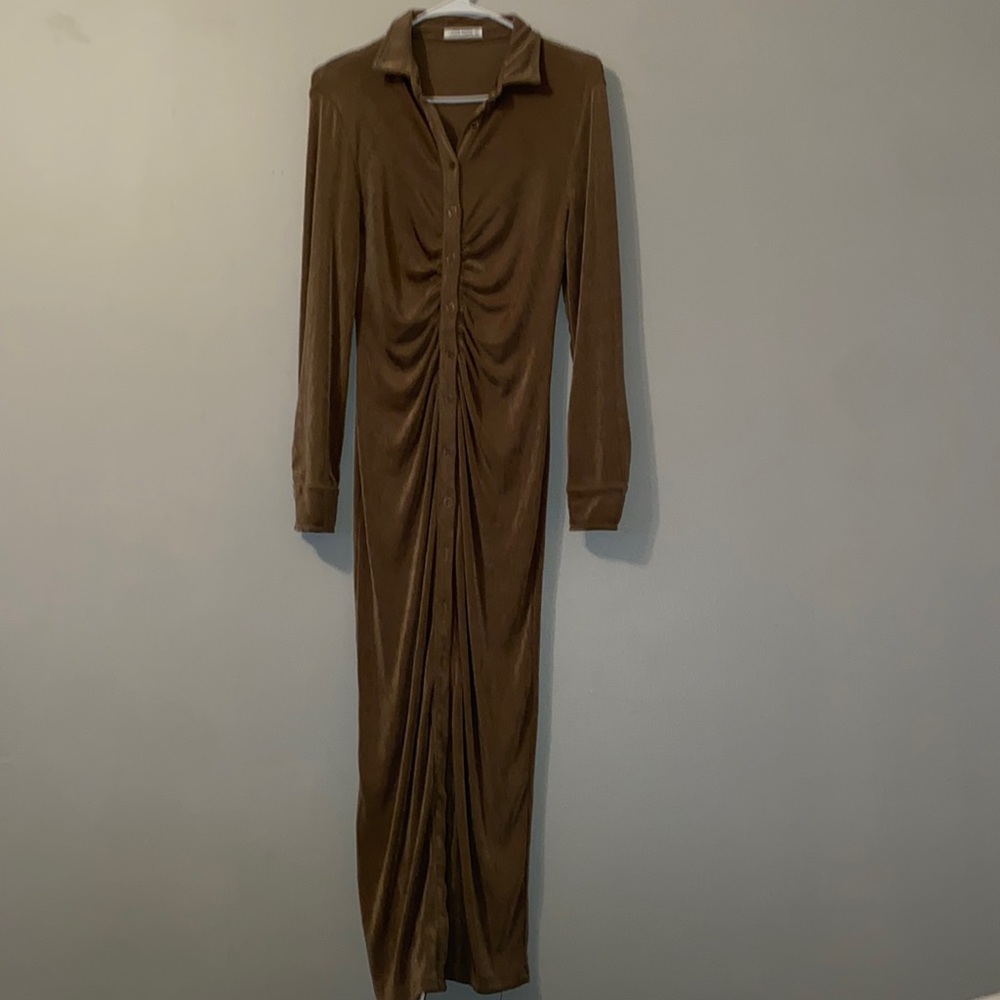 Long sleeve tan dress